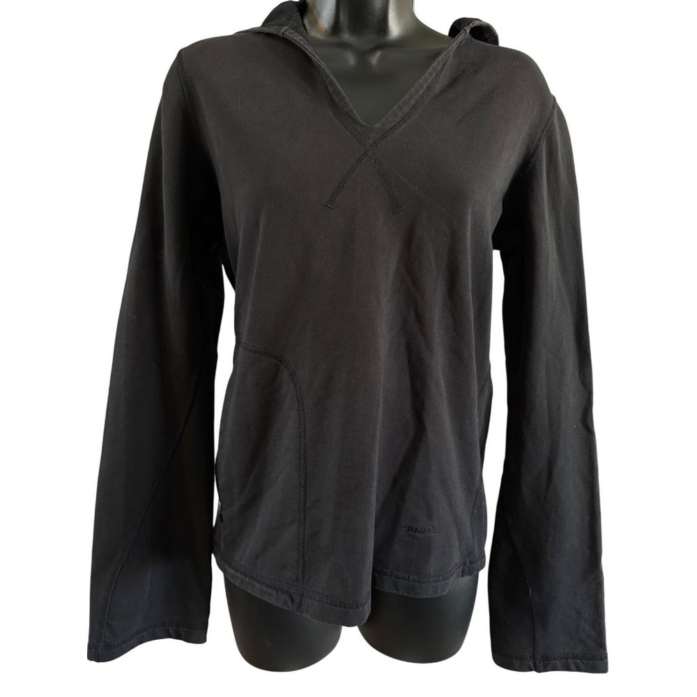 Patagonia Womens S Black Hooded Pullover Zip Pocket Lightweight Fabric